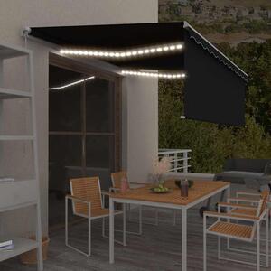 Ručně zatahovací markýza s roletou a LED 4 x 3 m antracitová 3069304