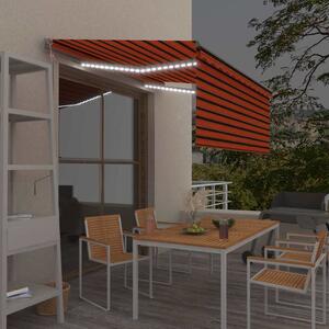 Automatická markýza roleta+LED+senzor větru 3,5x2,5 m oranžová 3069415