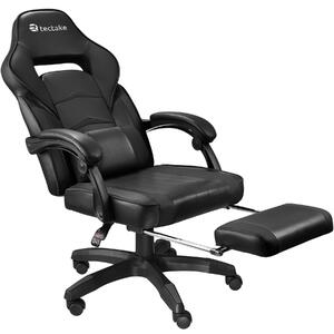 Tectake 404740 herní kancelářská židle comodo s podnožkou - černá/černá