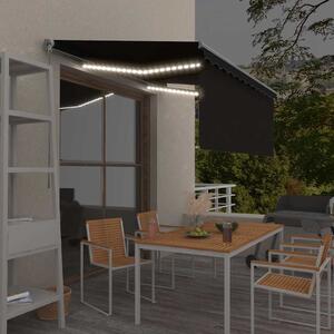 Ručně zatahovací markýza s roletou a LED 3,5x2,5 m antracitová 3069404