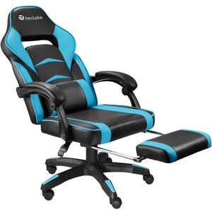 Tectake 404741 herní kancelářská židle comodo s podnožkou - černá/azurová