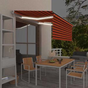 Ručně zatahovací markýza s roletou a LED 3,5x2,5m oranžovohnědá 3069405