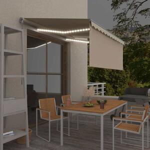 Ručně zatahovací markýza s roletou a LED 3,5 x 2,5 m krémová 3069402