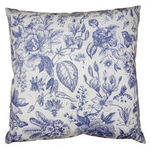 Povlak na polštář s modrým botanickým motivem – 45x45 cm