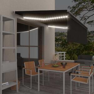 Ručně zatahovací markýza s roletou a LED 4 x 3 m antracitová 3069424