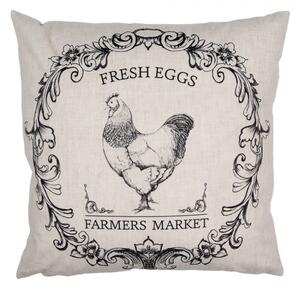 Béžový povlak na polštář se slepičkou a nápisem Farmers Market – 45x45 cm