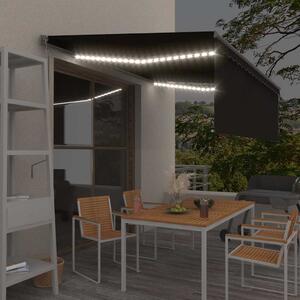 Automatická markýza roleta LED senzor větru 4,5x3 m antracitová 3069454