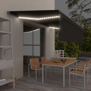 Ručně zatahovací markýza s roletou a LED 5 x 3 m antracitová 3069464