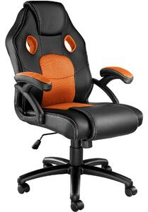Tectake 403456 kancelářská židle ve sportovním stylu mike - černá/oranžová