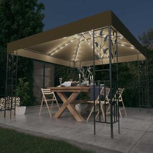 Altán se světelnými LED řetězy 3 x 3 m taupe 3070312