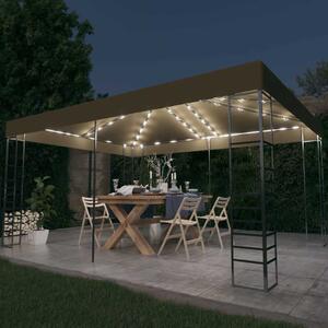 Altán se světelnými LED řetězy 3 x 4 m taupe 3070310
