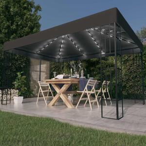 Altán se světelnými LED řetězy 3 x 4 m antracitový 3070323