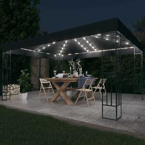 Altán se světelnými LED řetězy 3 x 4 m antracitový textil 3070329