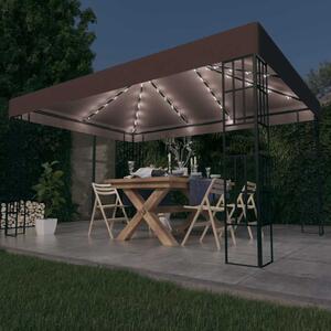 Altán se světelnými LED řetězy 4 x 3 m taupe 3070325