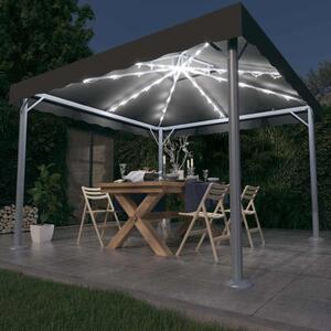 Altán se světelnými LED řetězy 300 x 300 cm antracitový hliník 3070343