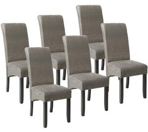 Tectake 403629 6 jídelní židle ergonomické, masivní dřevo - mramorová šedá