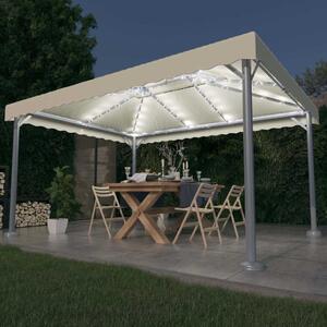 Altán se světelnými LED řetězy 400 x 300 cm krémový hliník 3070351