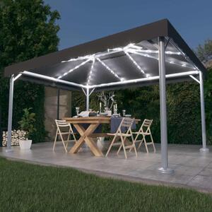 Altán se světelnými LED řetězy 400 x 300 cm antracitový hliník 3070352