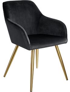 Tectake 403654 židle marilyn sametový vzhled zlatá - černá/zlatá