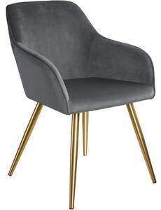 Tectake 403653 židle marilyn sametový vzhled zlatá - tmavě šedá/zlatá