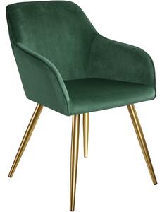 Tectake 403651 židle marilyn sametový vzhled zlatá - tmavě zelená/zlatá