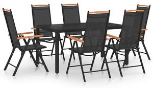 7dílný zahradní jídelní set hliník černý 3070626
