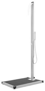 Zahradní sprcha s šedou základnou 225 cm nerezová ocel 3070785