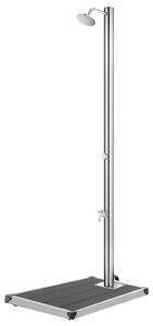 Zahradní sprcha s šedou základnou 220 cm nerezová ocel 3070783