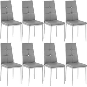 Tectake 404124 8 jídelní židle, ozdobné kamínky - šedá
