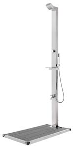 Zahradní sprcha s šedou základnou 225 cm nerezová ocel 3070792