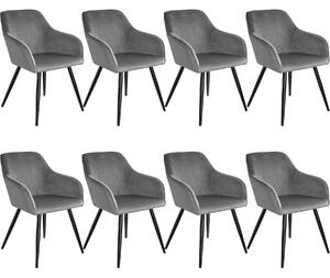 Tectake 404037 8x židle marilyn sametový vzhled černá - šedo - černá