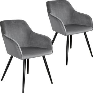 Tectake 404034 2x židle marilyn sametový vzhled černá - šedo - černá