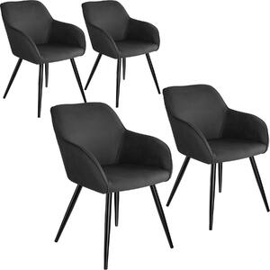 Tectake 404075 4 židle marilyn stoff - antracit-černá