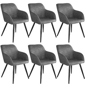 Tectake 404064 6 židle marilyn stoff - šedo - černá