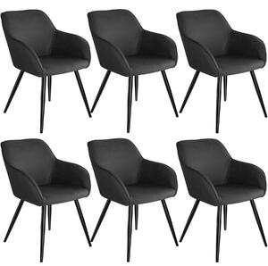 Tectake 404076 6 židle marilyn stoff - antracit-černá