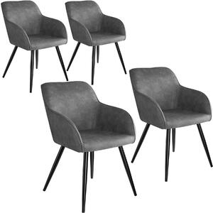 Tectake 404063 4 židle marilyn stoff - šedo - černá