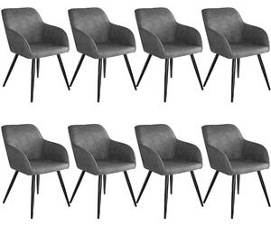 Tectake 404065 8 židle marilyn stoff - šedo - černá