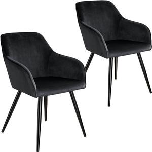 Tectake 404050 2x židle marilyn sametový vzhled černá - černá