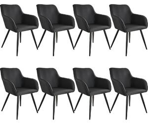 Tectake 404085 8x židle marilyn lněný vzhled - černá
