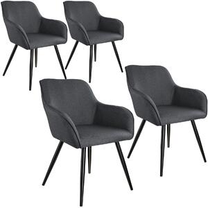 Tectake 404087 4x židle marilyn lněný vzhled - tmavě šedá-černá