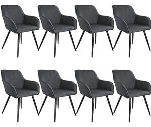Tectake 404089 8x židle marilyn lněný vzhled - tmavě šedá-černá