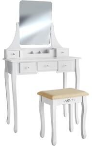 Tectake 403636 toaletní stolek claire s taburetem - bílá