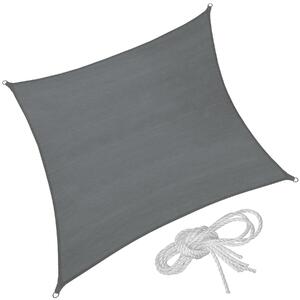 Tectake 403892 stínící plachta proti slunci čtverec, šedá - 300 x 300 cm