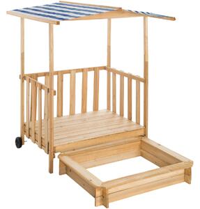 Tectake 403245 hrací domeček s verandou a pískovištěm - modrá