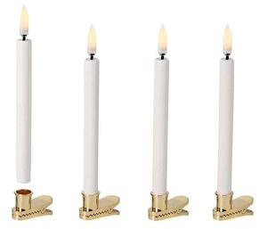 Uyuni - Kuželová Svíčka Mini LED 4 pcs. w/clips 1,3x13 cm Nordic White Lighting