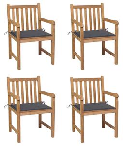 Zahradní židle 4 ks antracitové podušky masivní teak 3073004