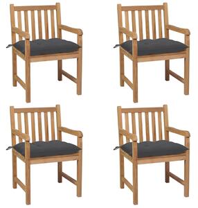 Zahradní židle 4 ks antracitové podušky masivní teak 3073019