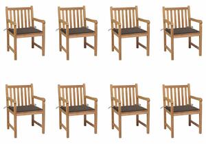 Zahradní židle 8 ks taupe podušky masivní teak 3073066