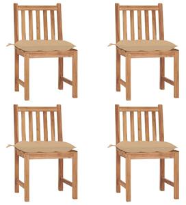 Zahradní židle 4 ks s poduškami masivní teak 3073106