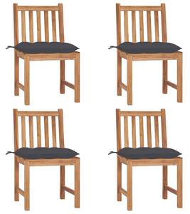 Zahradní židle 4 ks s poduškami masivní teak 3073103